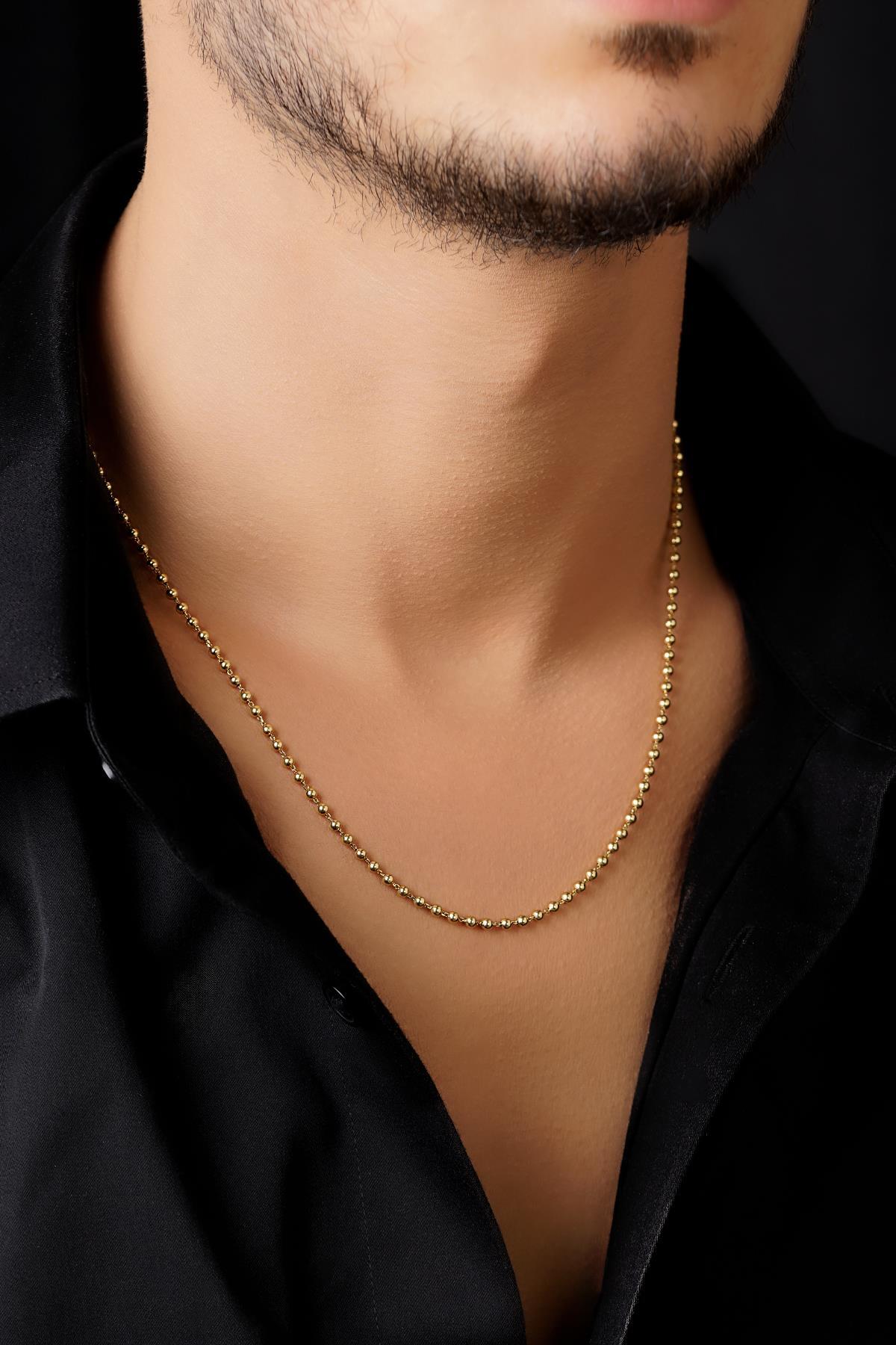 14 Ayar Altın Top Zincir Erkek Kolye 2.50 mm - Fiyonk Kuyumculuk