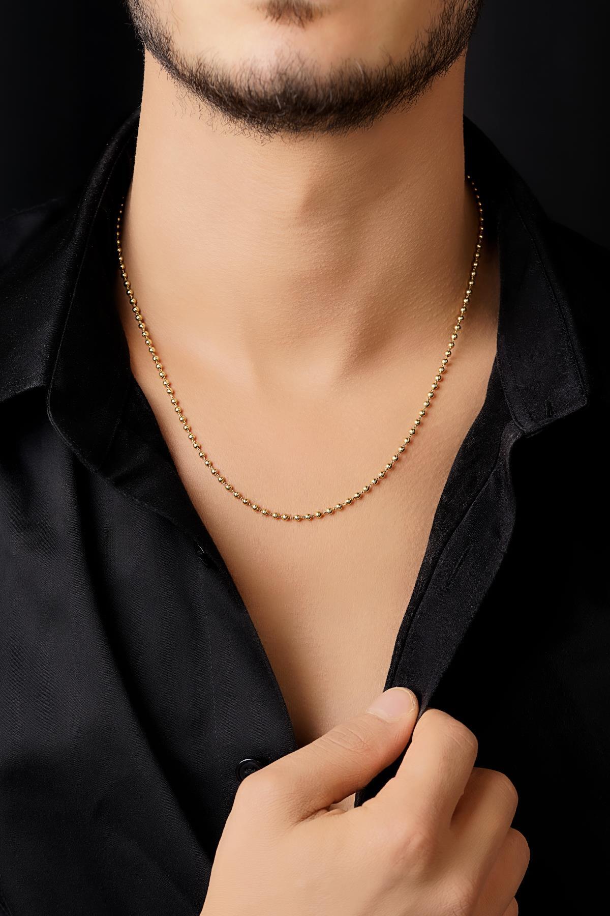 14 Ayar Altın Top Zincir Erkek Kolye 2.50 mm - Fiyonk Kuyumculuk (1)