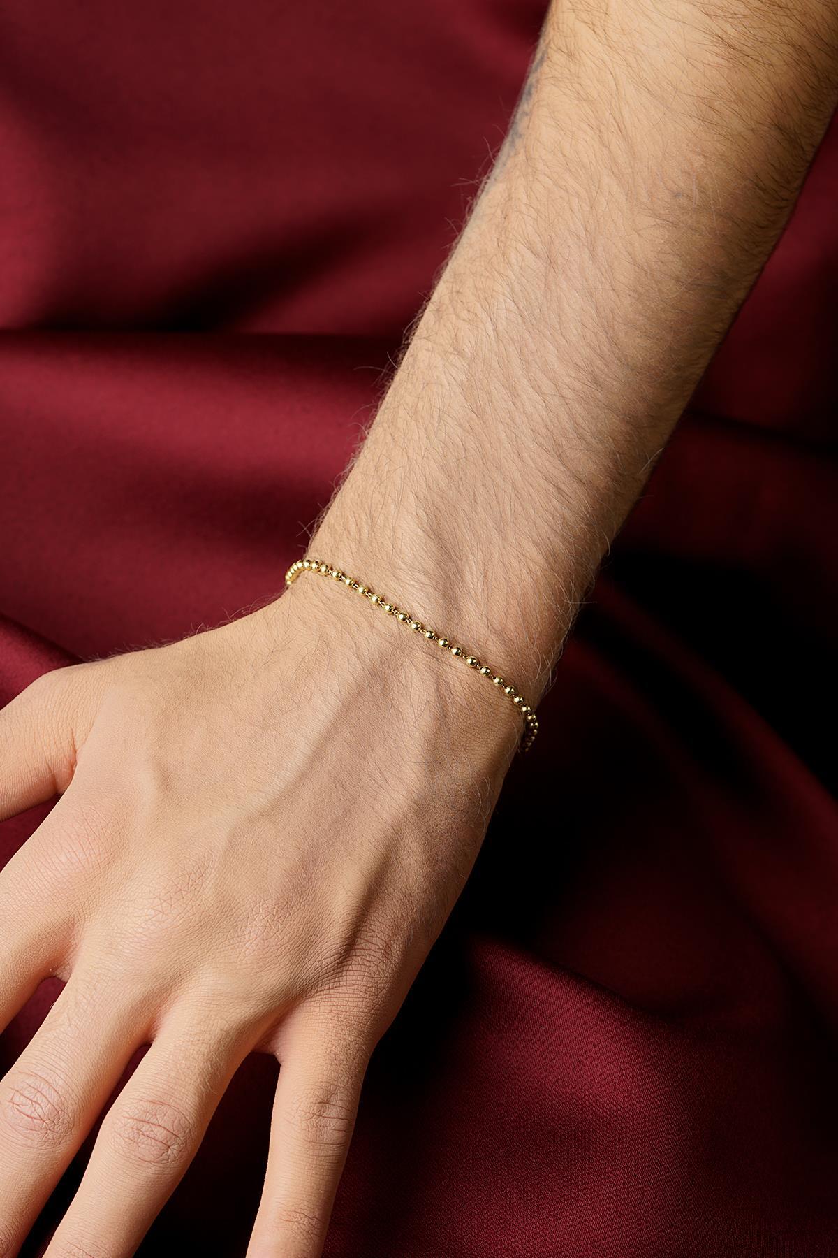 14 Ayar Altın Topçuk Zincir Erkek Bileklik - Fiyonk Kuyumculuk (1)