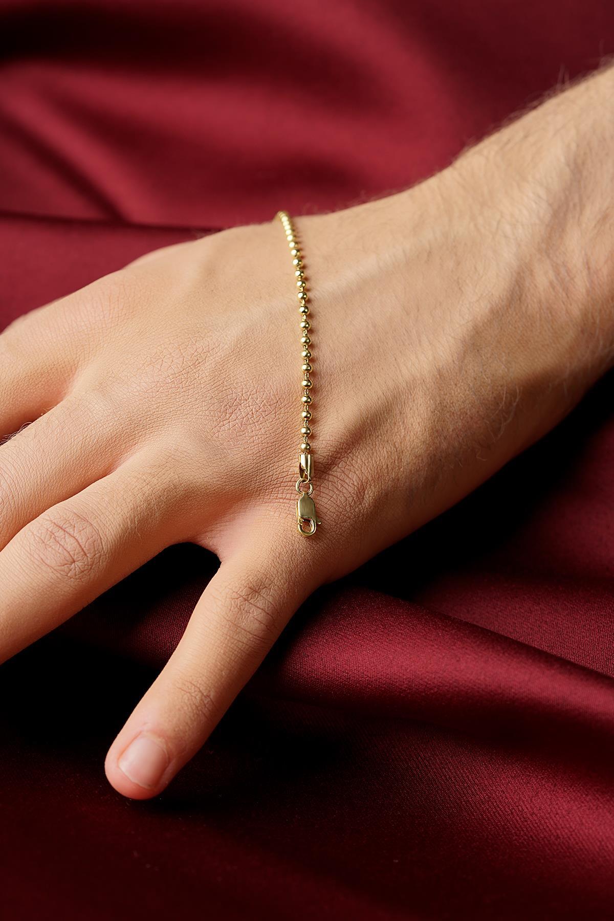 14 Ayar Altın Topçuk Zincir Erkek Bileklik - Fiyonk Kuyumculuk (1)