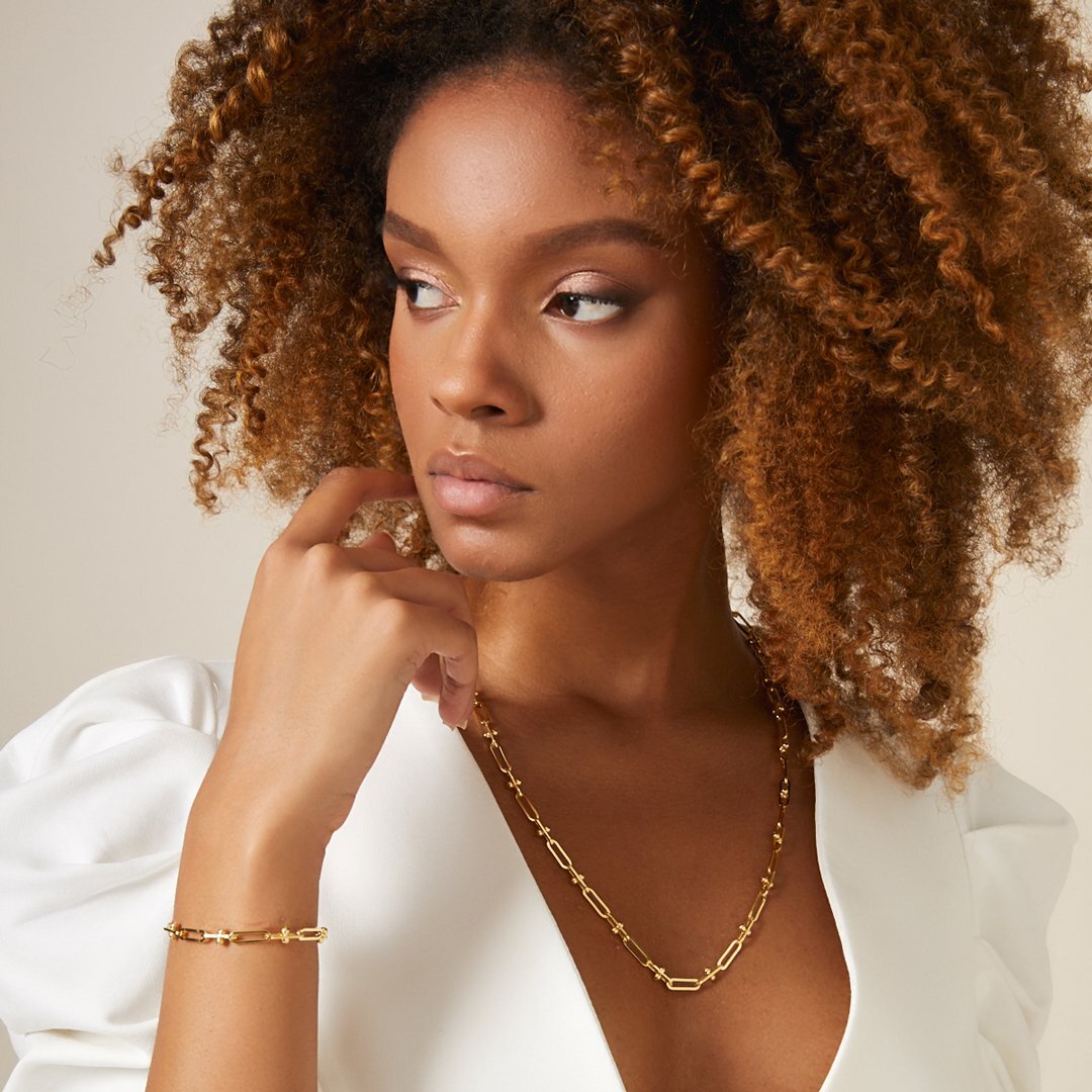 14 Ayar Altın Toplu Ataş Zincir Bileklik