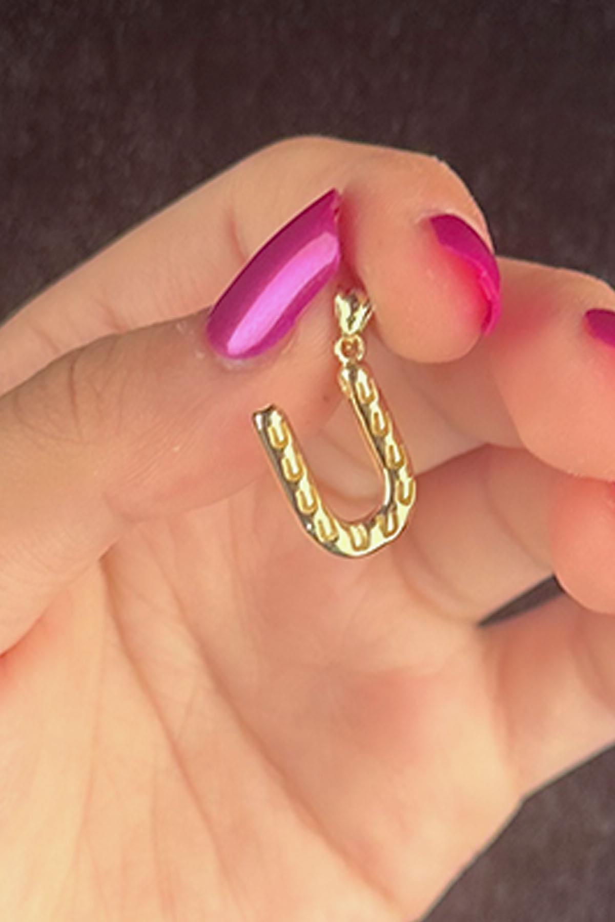 14 Ayar Altın U Harf Kolye Ucu - Fiyonk Kuyumculuk (1)