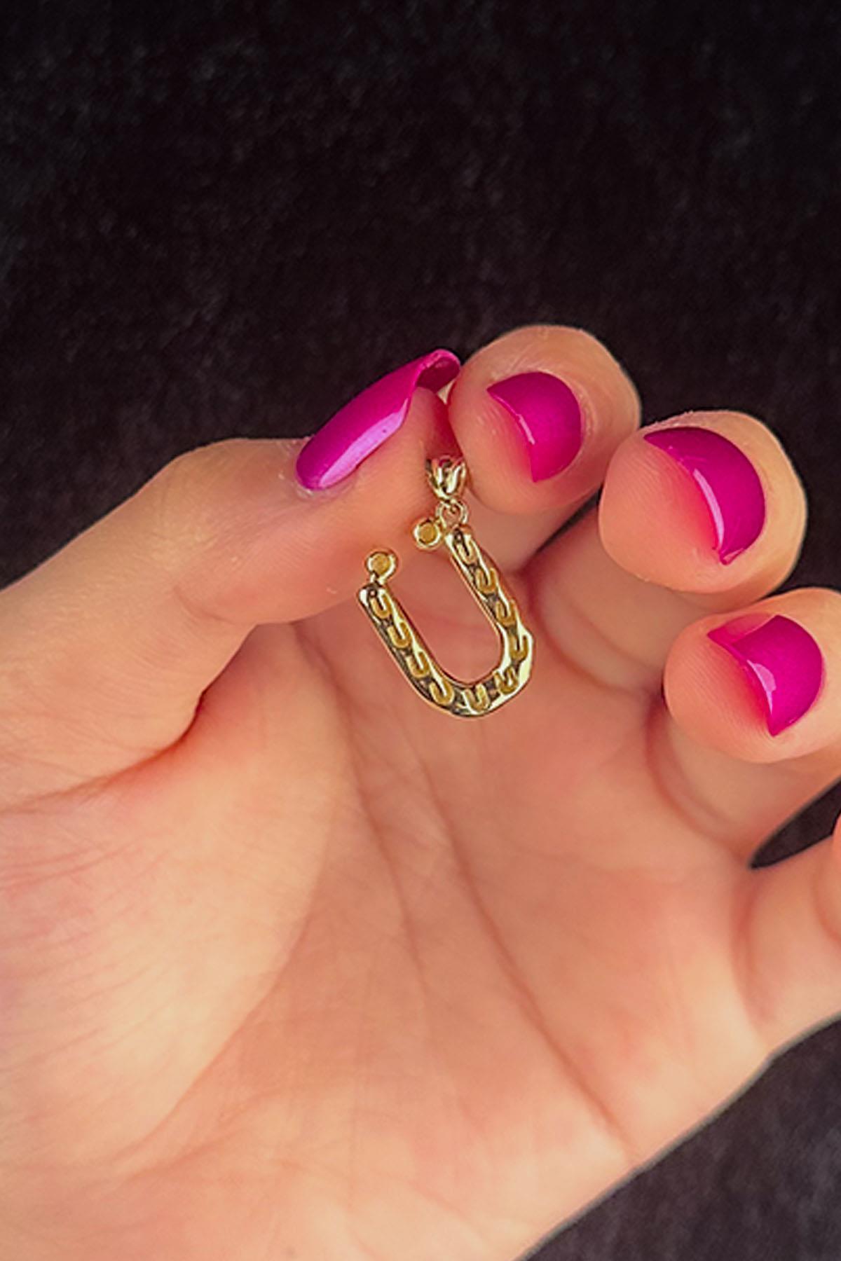 14 Ayar Altın Ü Harf Kolye Ucu - Fiyonk Kuyumculuk (1)