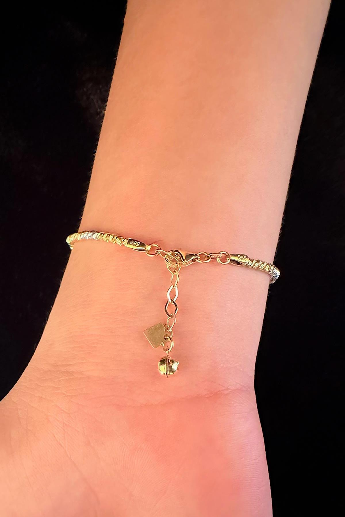 14 Ayar Altın Üç Göz Detaylı Renkli Dorika Dizisi Bileklik - Fiyonk Kuyumculuk (1)