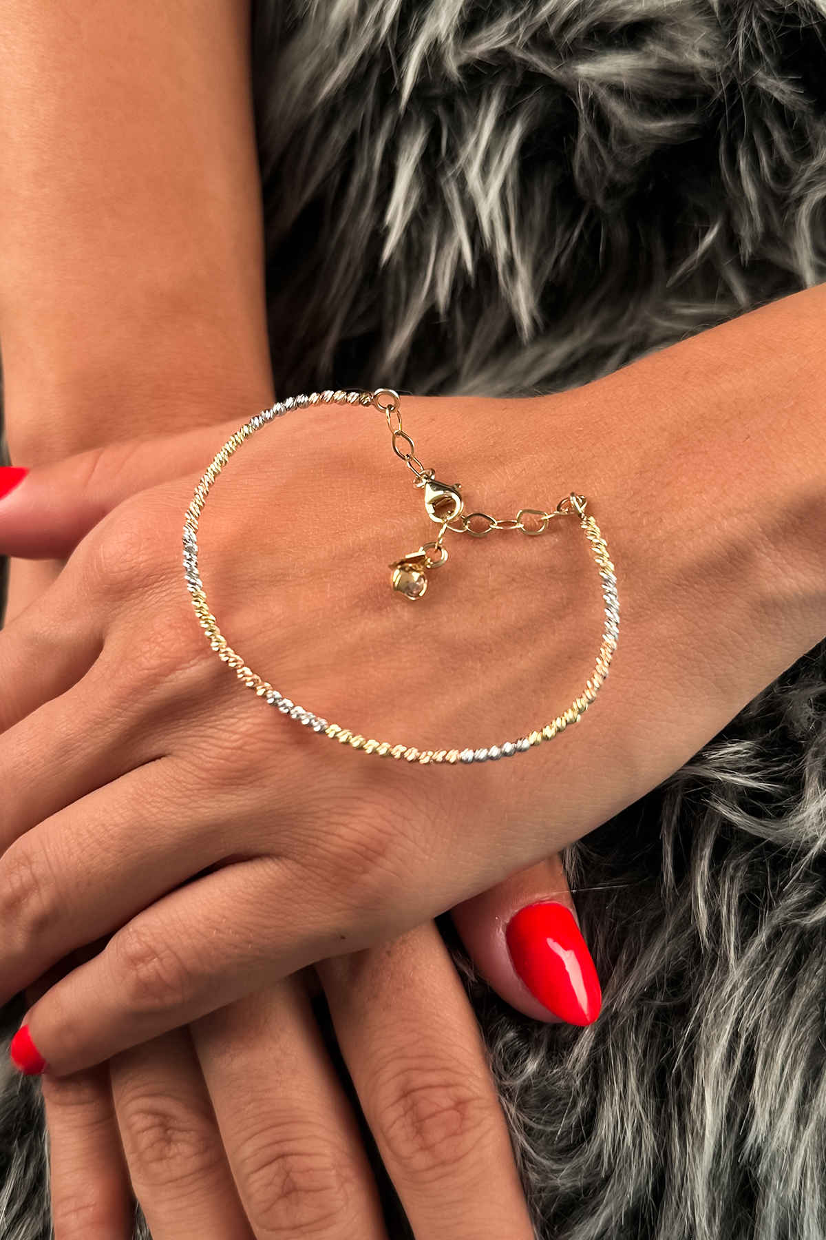 14 Ayar Altın Üç Renkli Dorika Kelepçe - Fiyonk Kuyumculuk (1)