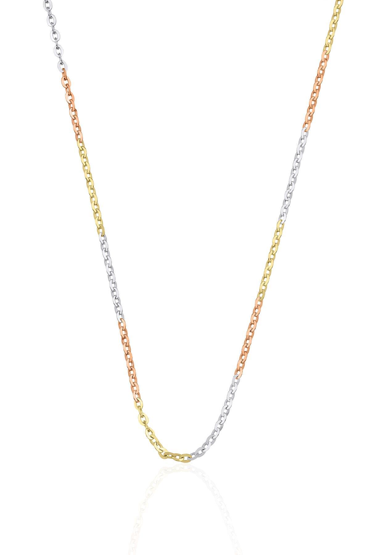 14 Ayar Altın Üç Renkli Forse Zincir - Fiyonk Kuyumculuk