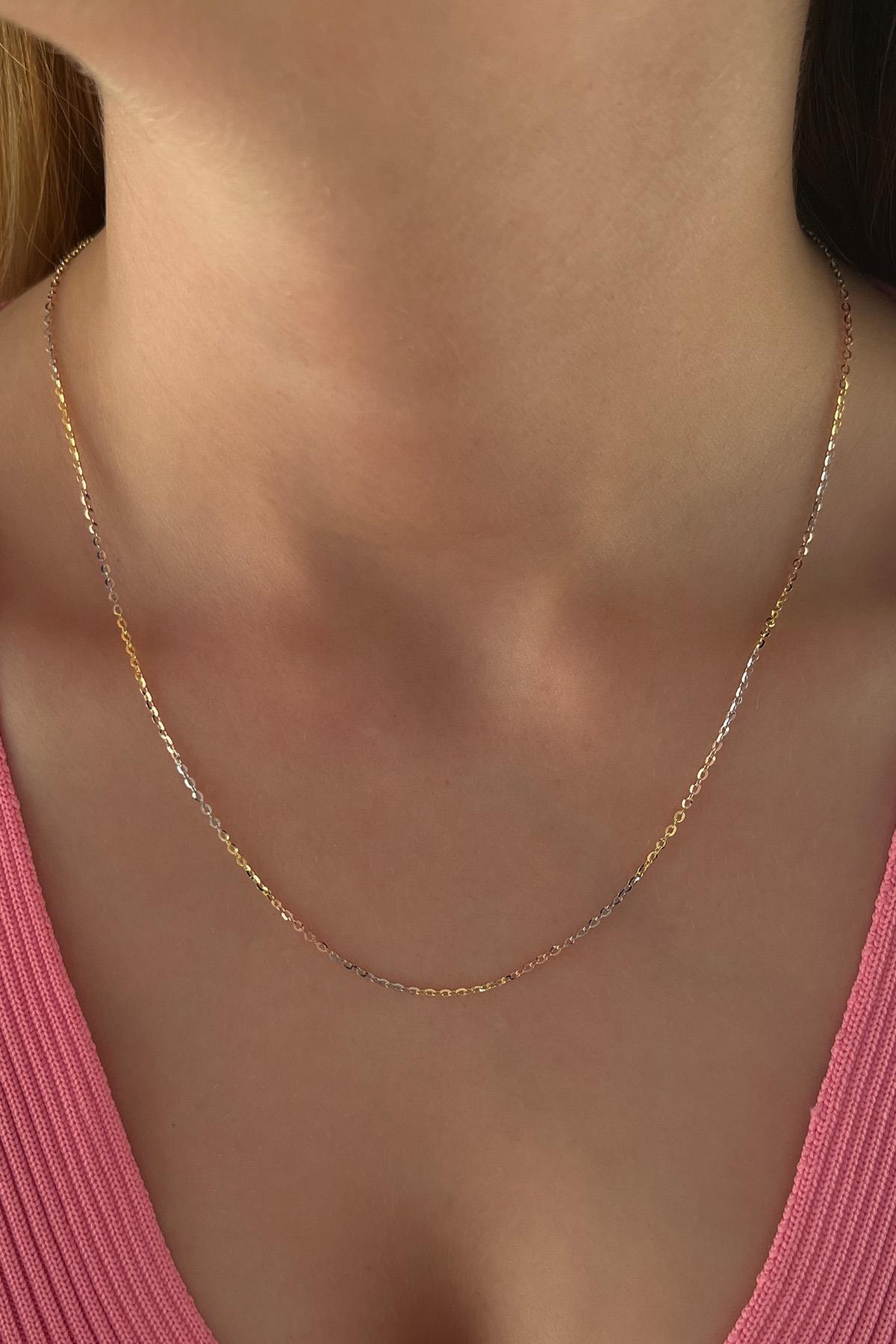 14 Ayar Altın Üç Renkli Forse Zincir - Fiyonk Kuyumculuk (1)