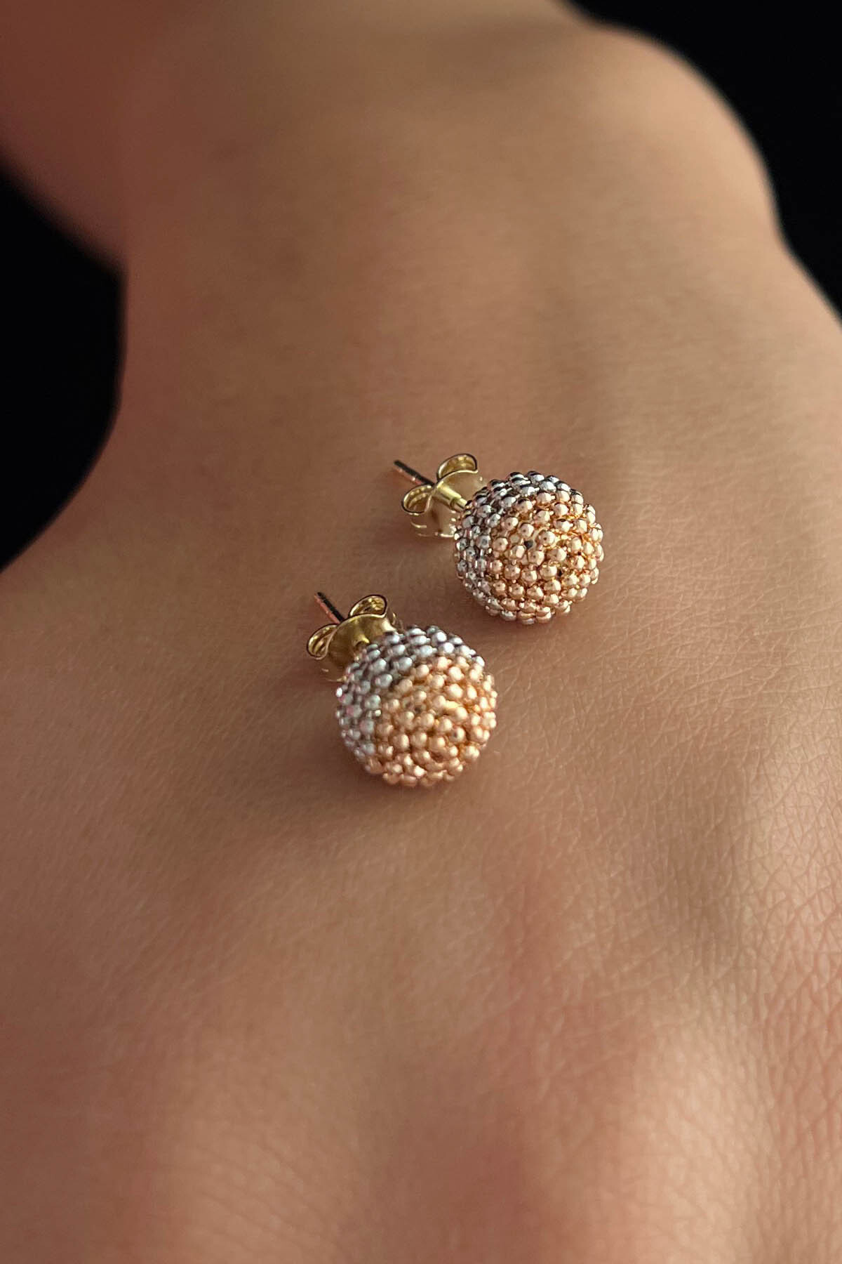 14 Ayar Altın Üç Renkli Mars Küpe Büyük - Fiyonk Kuyumculuk (1)