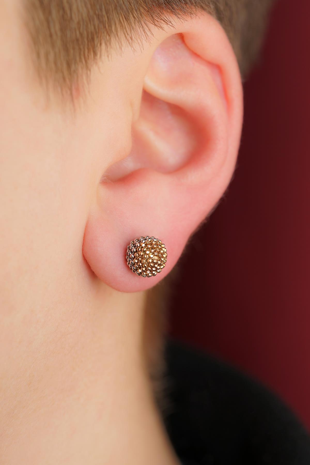 14 Ayar Altın Üç Renkli Mars Küpe Erkek - Fiyonk Kuyumculuk (1)