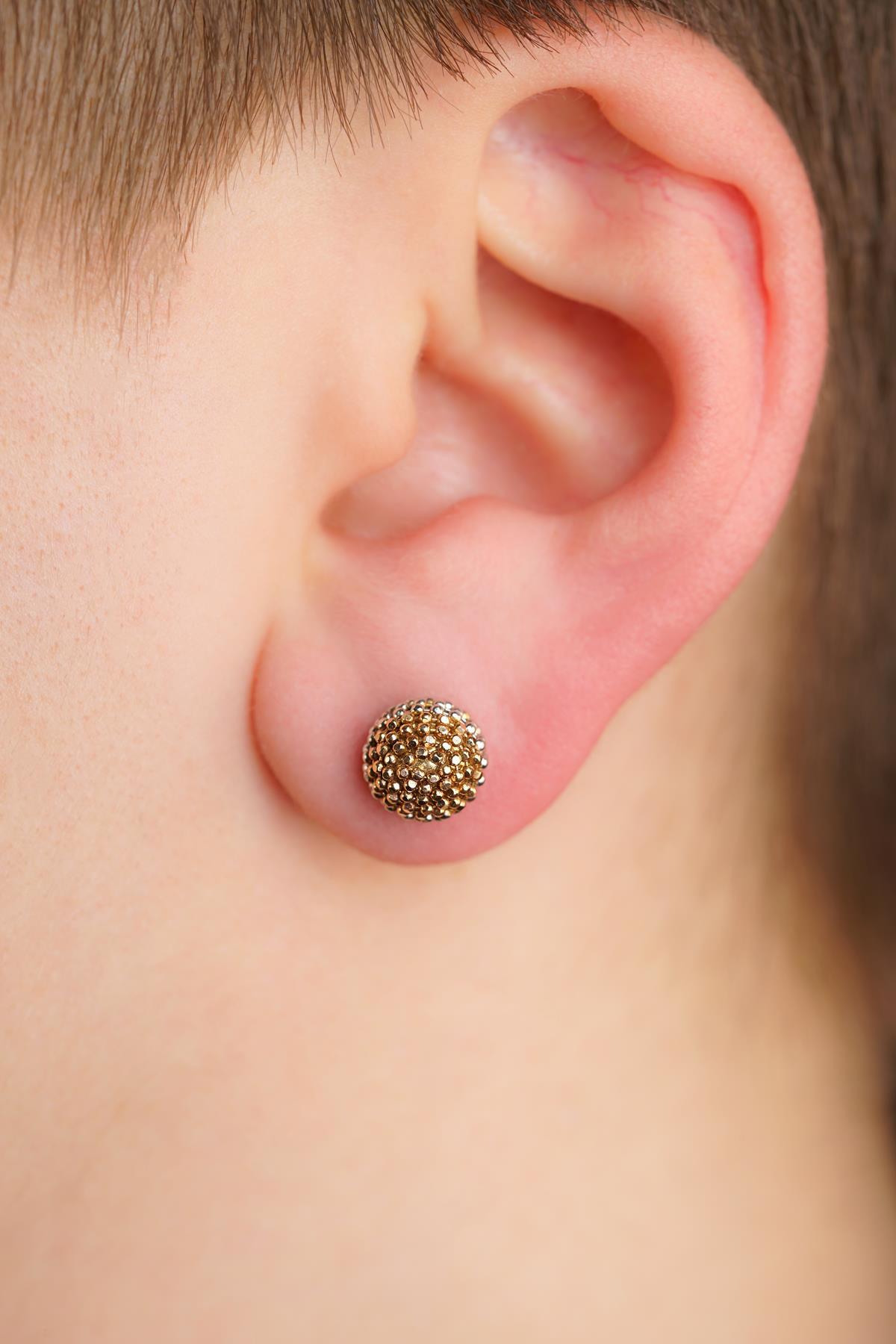 14 Ayar Altın Üç Renkli Mars Küpe Erkek - Fiyonk Kuyumculuk (1)