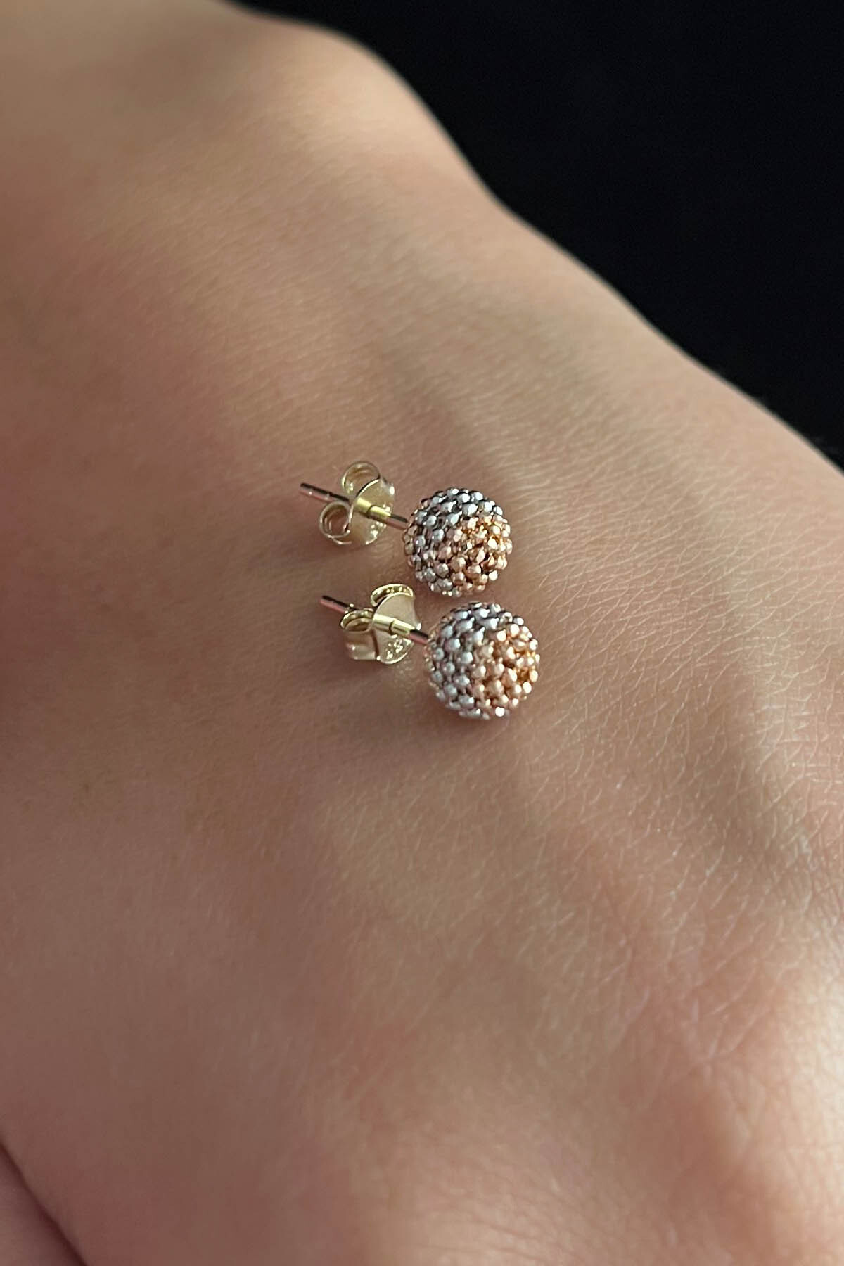 14 Ayar Altın Üç Renkli Mars Küpe Küçük - Fiyonk Kuyumculuk (1)