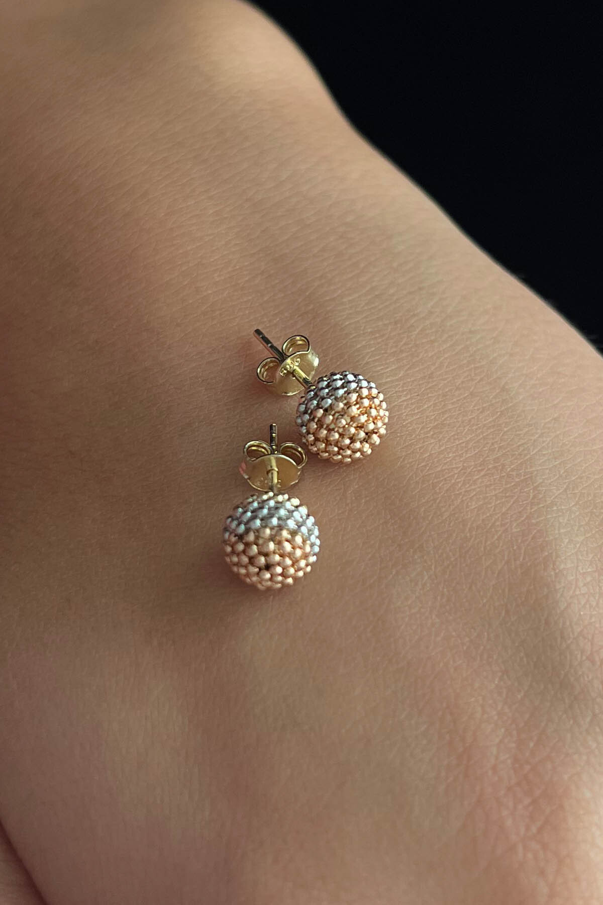 14 Ayar Altın Üç Renkli Mars Küpe Orta - Fiyonk Kuyumculuk (1)