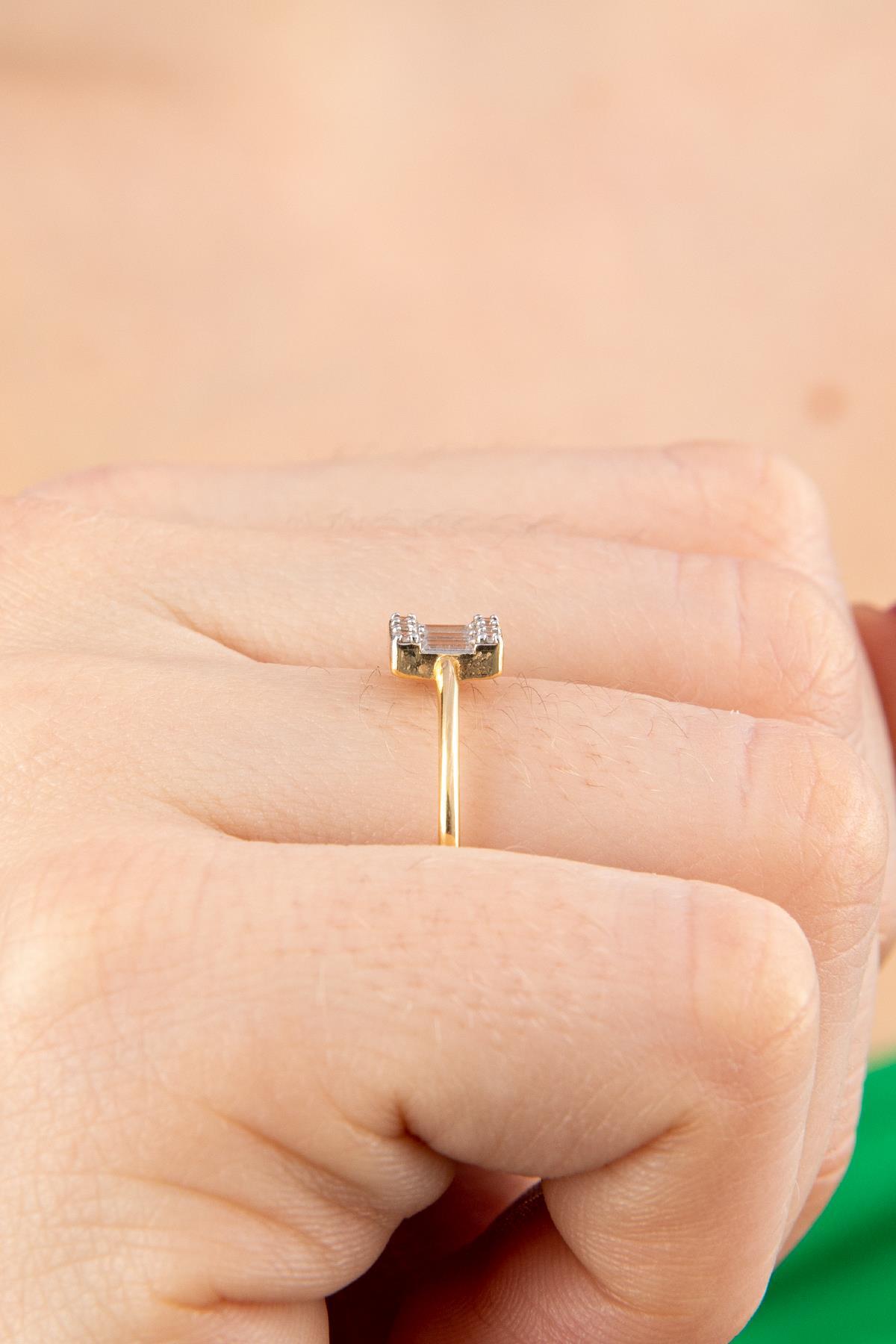 14 Ayar Altın Üçlü Baget Yüzük - Fiyonk Kuyumculuk (1)