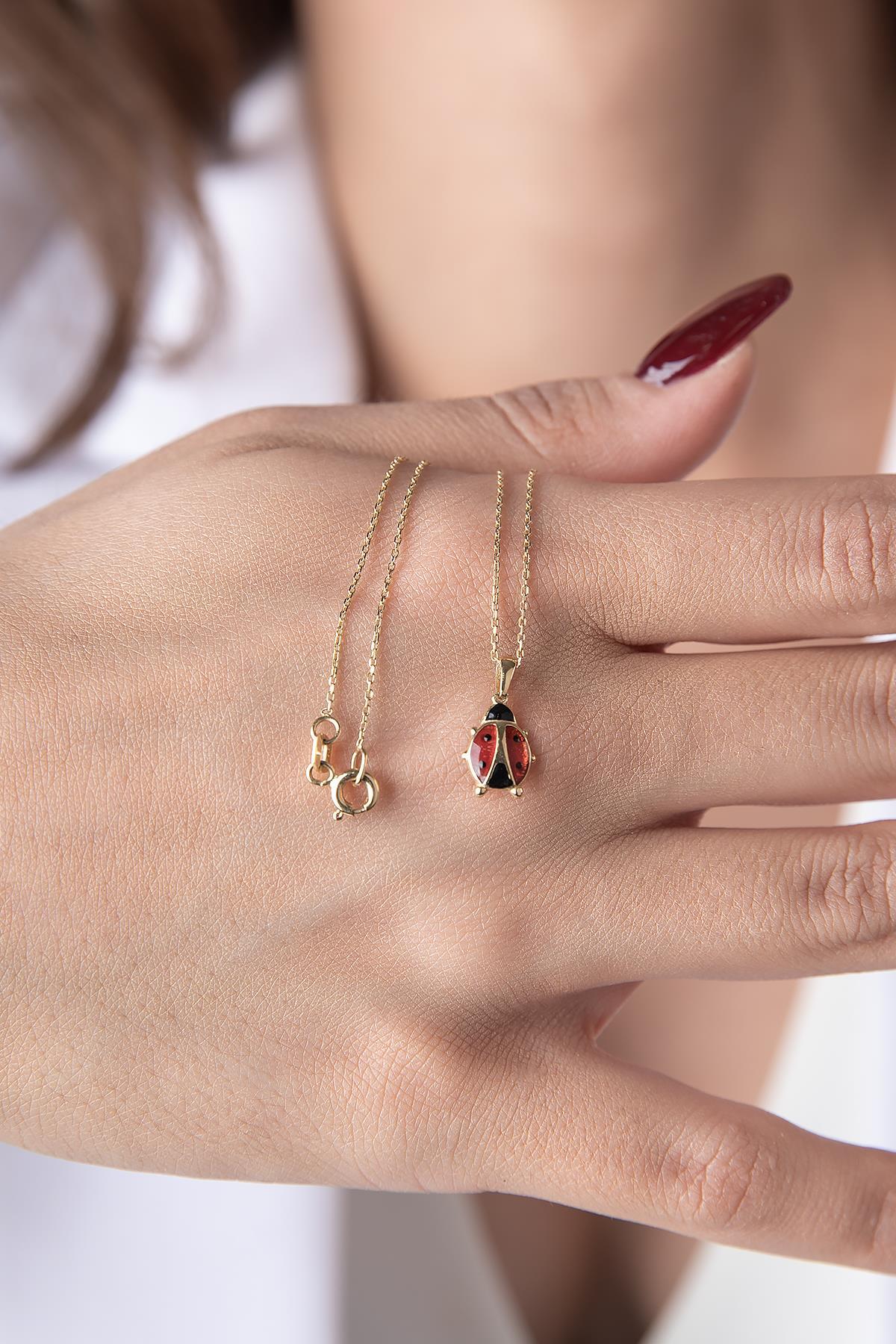 14 Ayar Altın Uğur Böceği Kolye - Fiyonk Kuyumculuk (1)