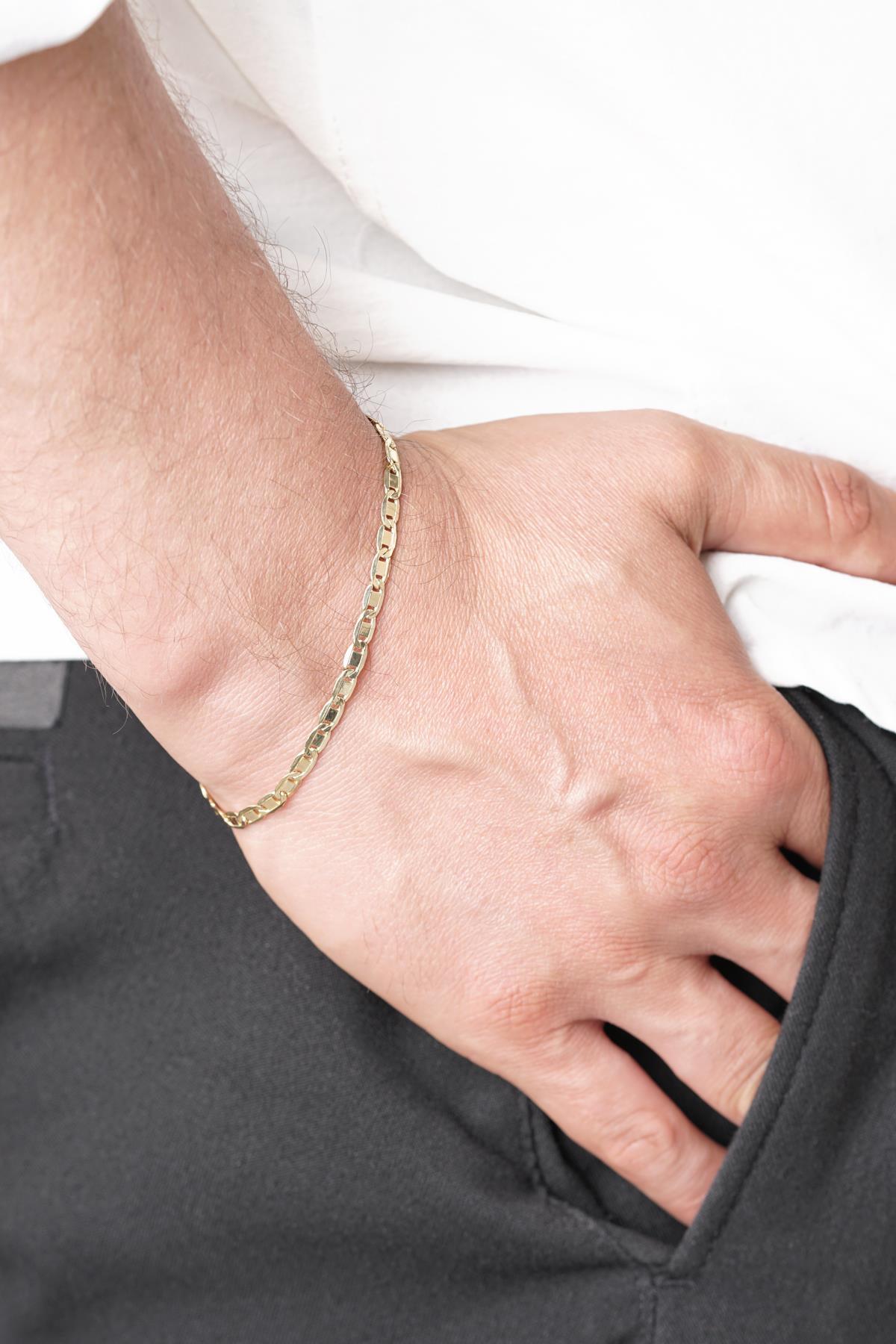 14 Ayar Altın Valentino Zincir Erkek Bileklik - Fiyonk Kuyumculuk