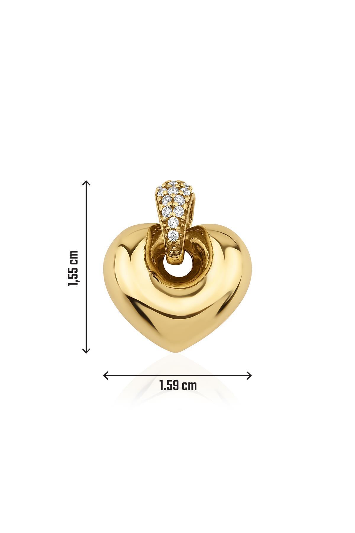 14 Ayar Altın Yansımalı Mini Kalp Kolye Ucu - Fiyonk Kuyumculuk (1)