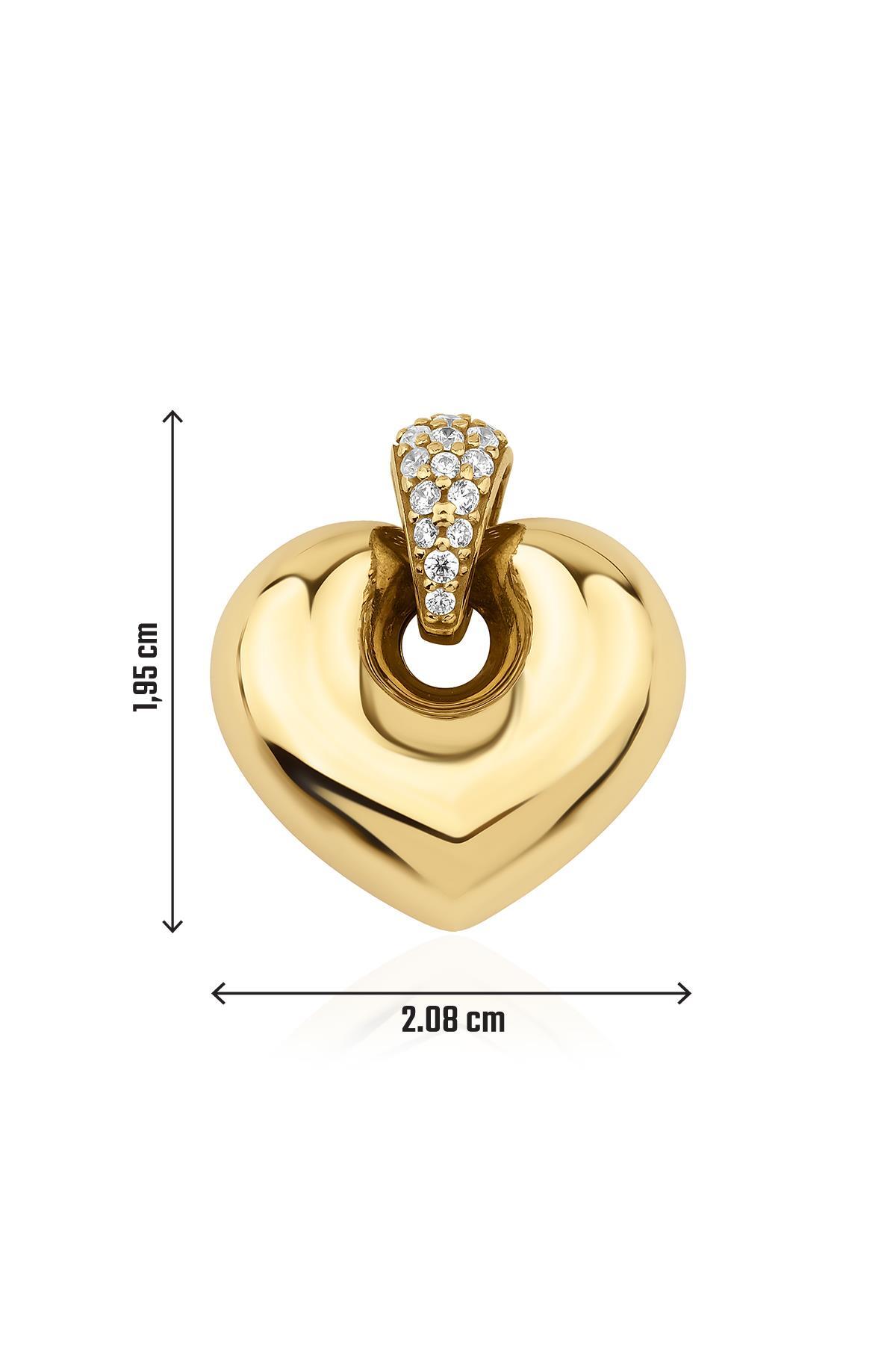 14 Ayar Altın Yansımalı Orta Kalp Kolye Ucu - Fiyonk Kuyumculuk (1)