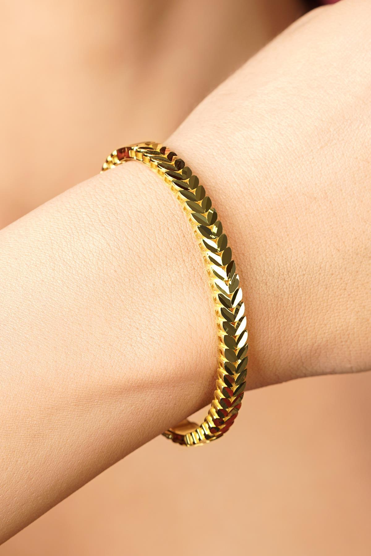 14 Ayar Altın Yaprak Kelepçe - Fiyonk Kuyumculuk (1)