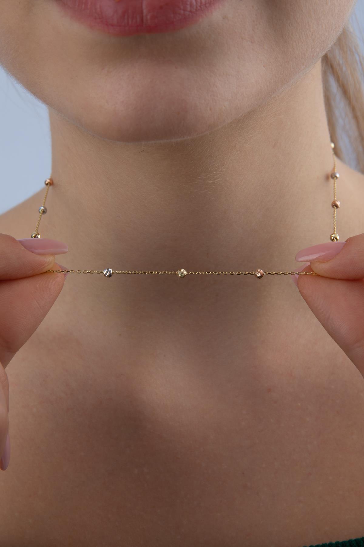 14 Ayar Altın Dorika Sıralı Kolye - Fiyonk Kuyumculuk (1)