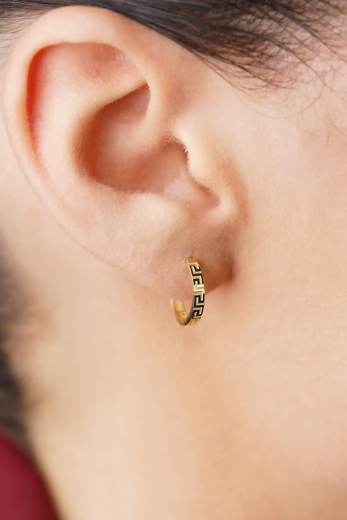 14 Ayar Altın Yunan Desenli Halka Küpe - Fiyonk Kuyumculuk (1)