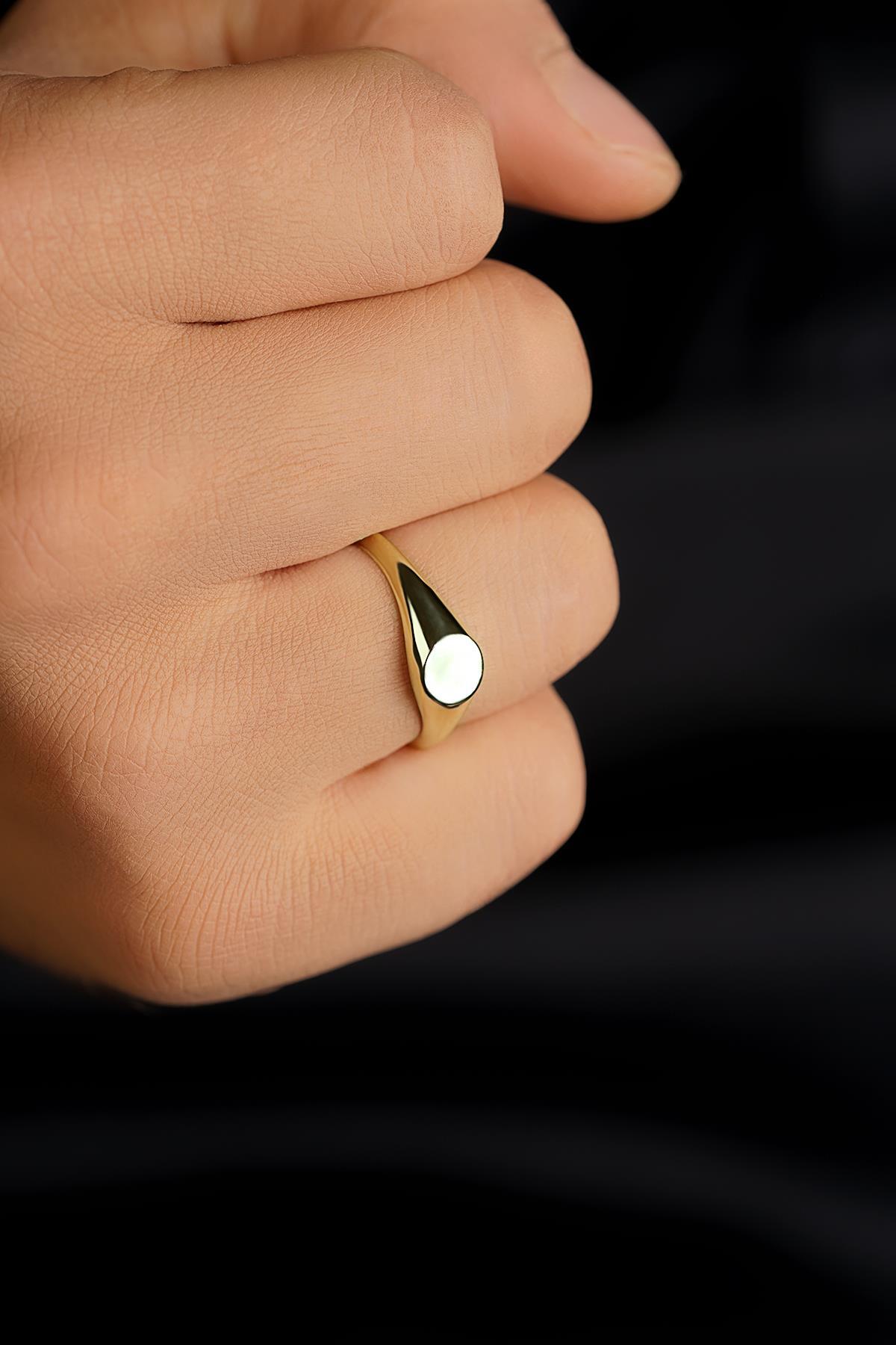 14 Ayar Altın Yuvarlak Plaka Şövalye Erkek Yüzük - Fiyonk Kuyumculuk (1)