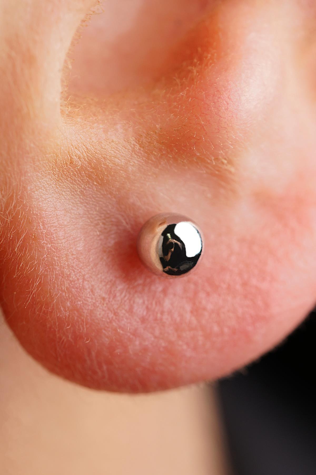 14 Ayar Altın Yuvarlak Top Küpe Erkek - Fiyonk Kuyumculuk (1)