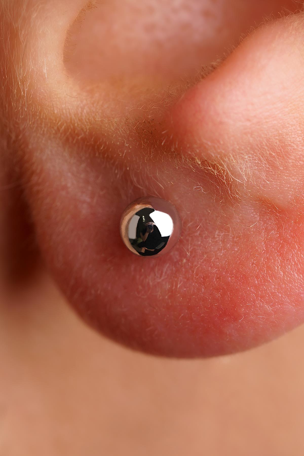 14 Ayar Altın Yuvarlak Top Küpe Erkek - Fiyonk Kuyumculuk (1)