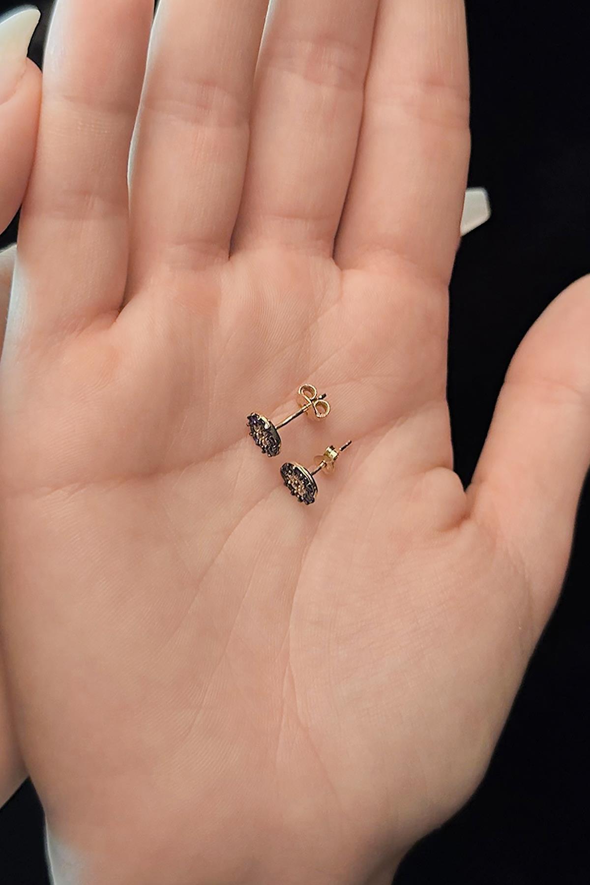 14 Ayar Ayar Taşlı Nazar Boncuğu Küpe - Fiyonk Kuyumculuk (1)