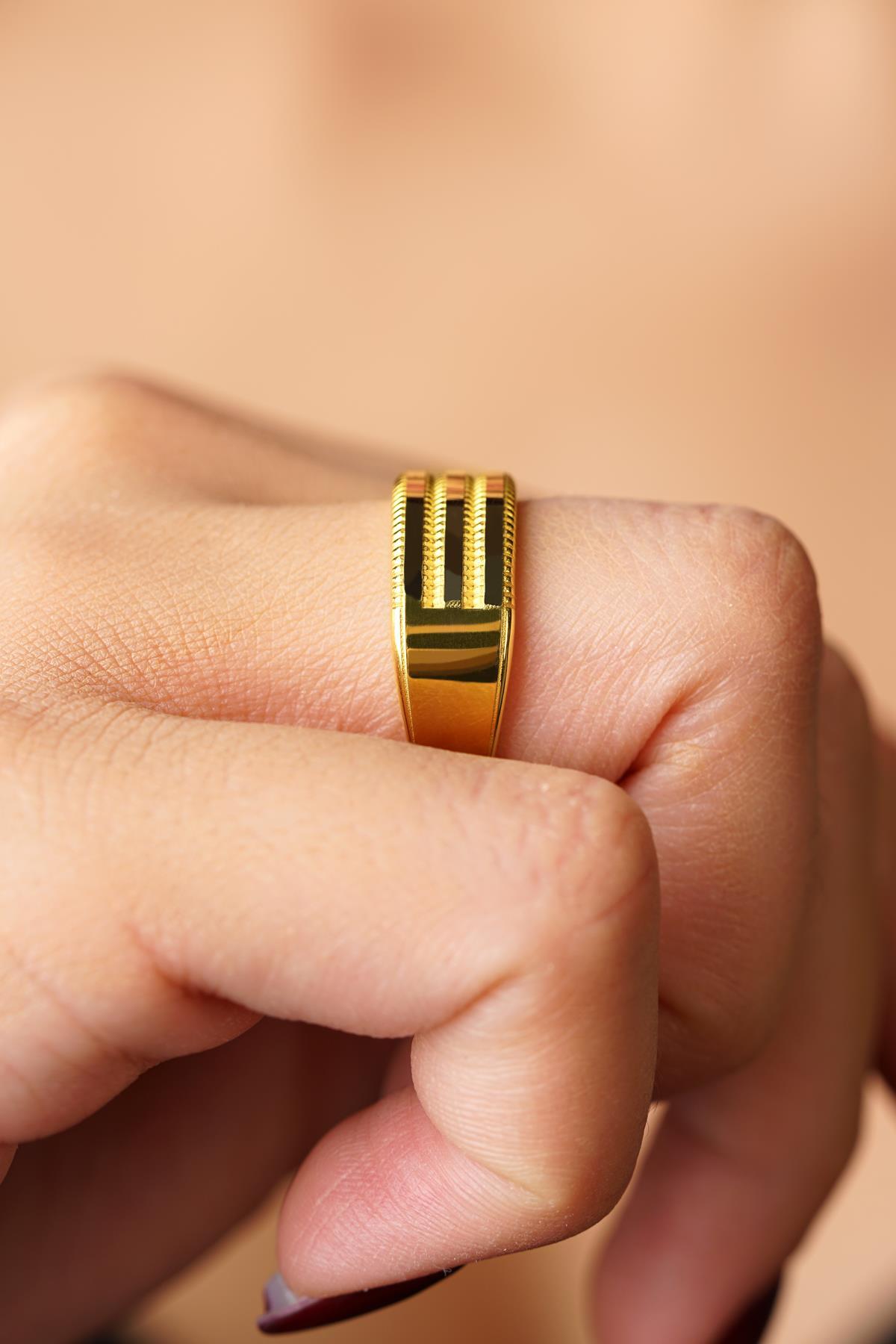 22 Ayar Görünümlü 14 Ayar Altın 3 Sıralı Ajda Yüzük - Fiyonk Kuyumculuk (1)