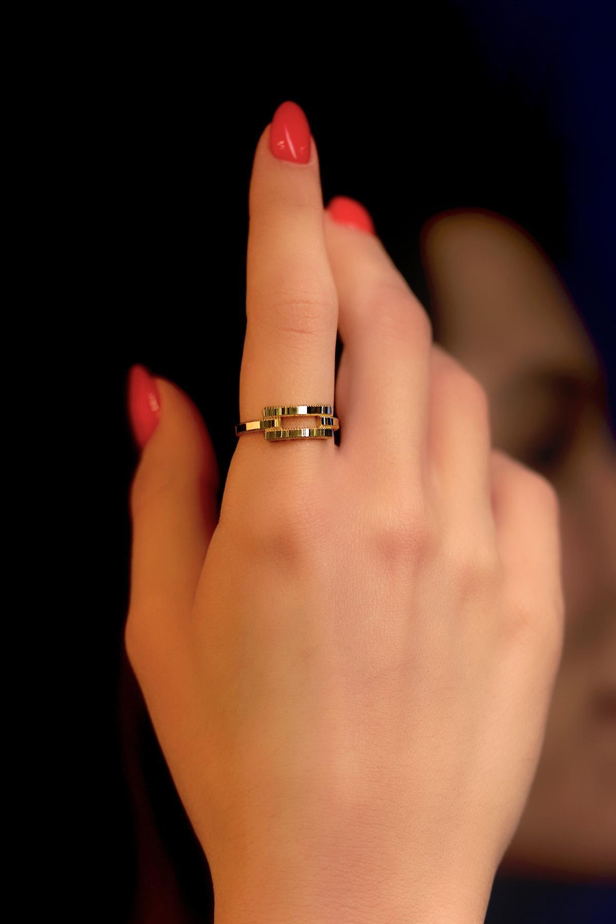 22 Ayar Görünümlü 14 Ayar Altın Kaburga Ajda Yüzük - Fiyonk Kuyumculuk (1)