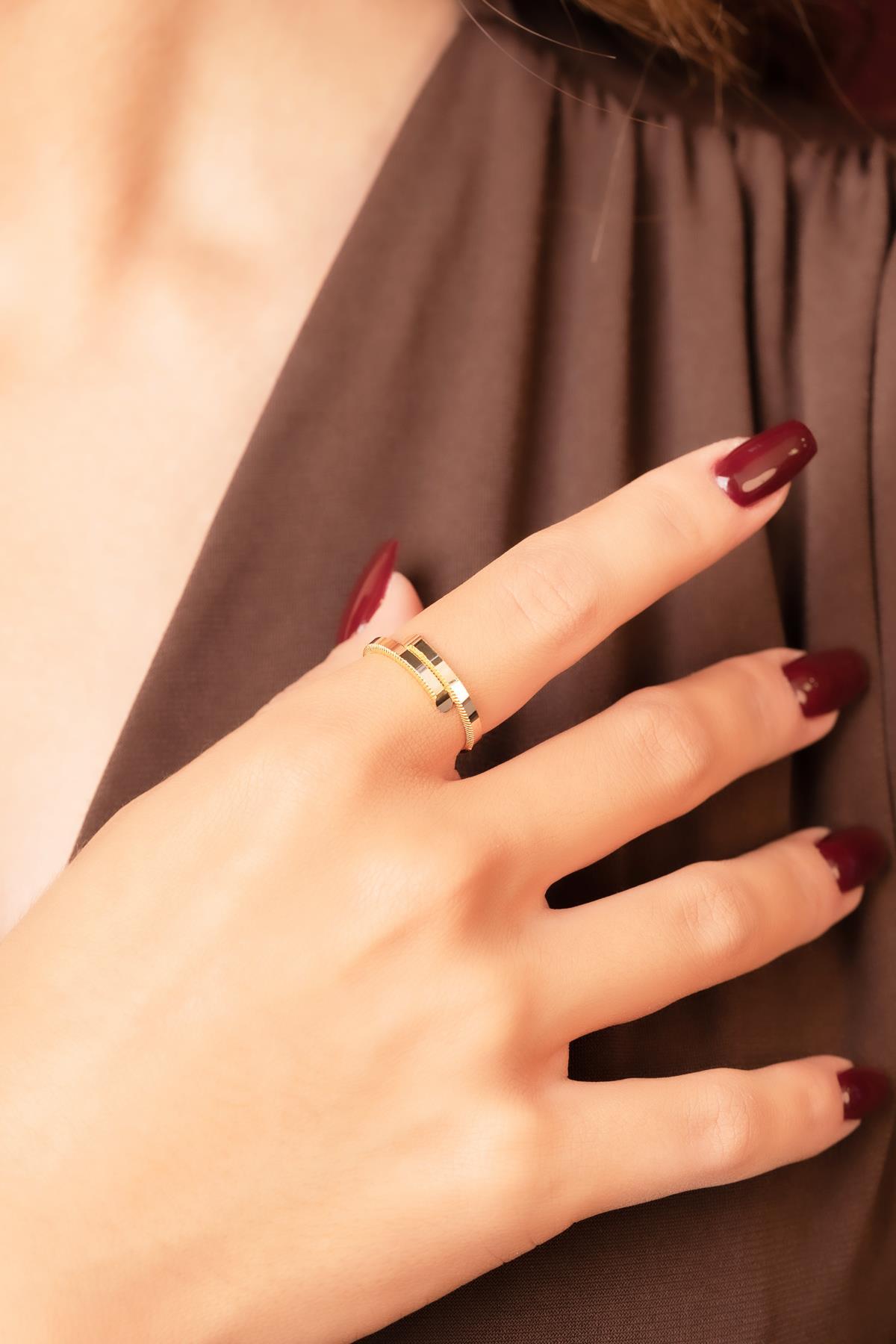 22 Ayar Görünümlü 14 Ayar Altın Sarmal Ajda Yüzük - Fiyonk Kuyumculuk (1)