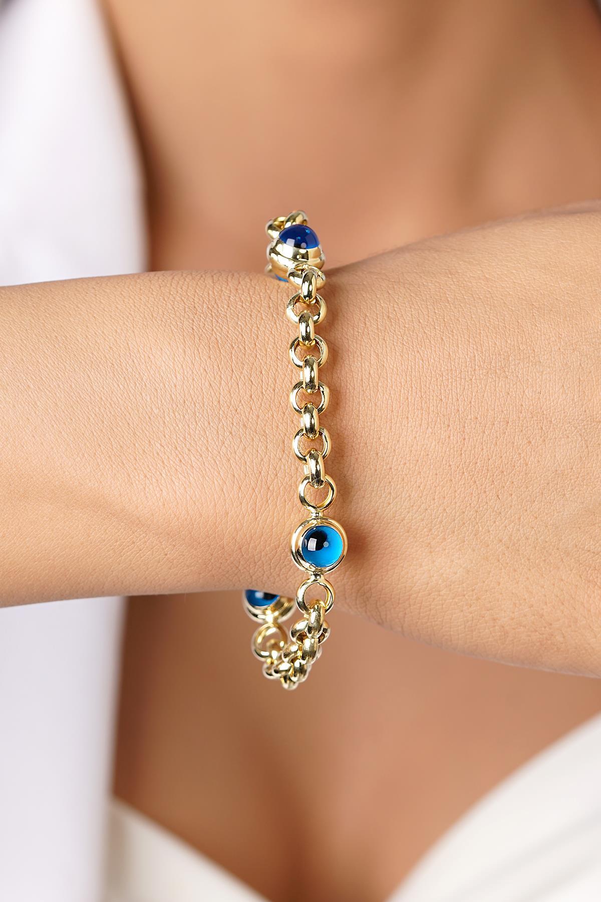 14 Ayar Altın 3 Gözlü Orta Boy Doç Bileklik - Fiyonk Kuyumculuk