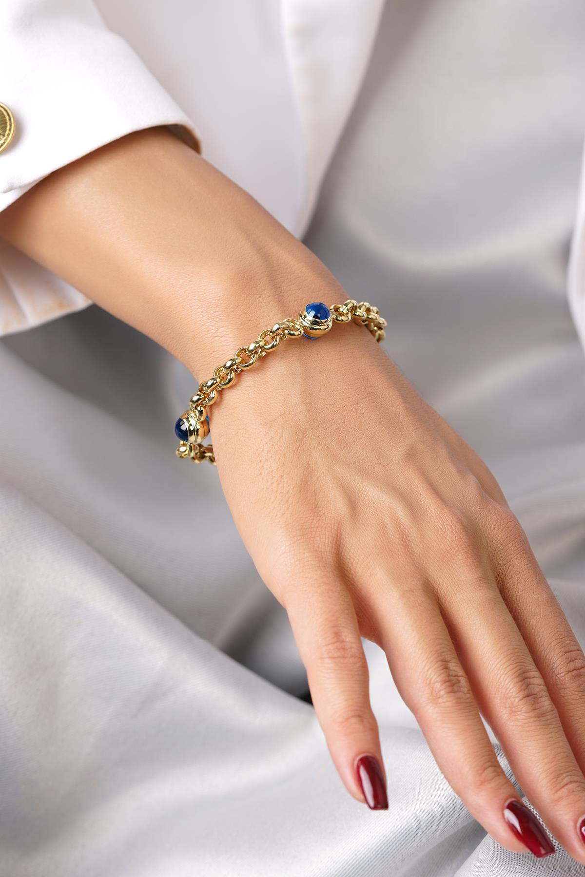 14 Ayar Altın 3 Gözlü Orta Boy Doç Bileklik - Fiyonk Kuyumculuk (1)