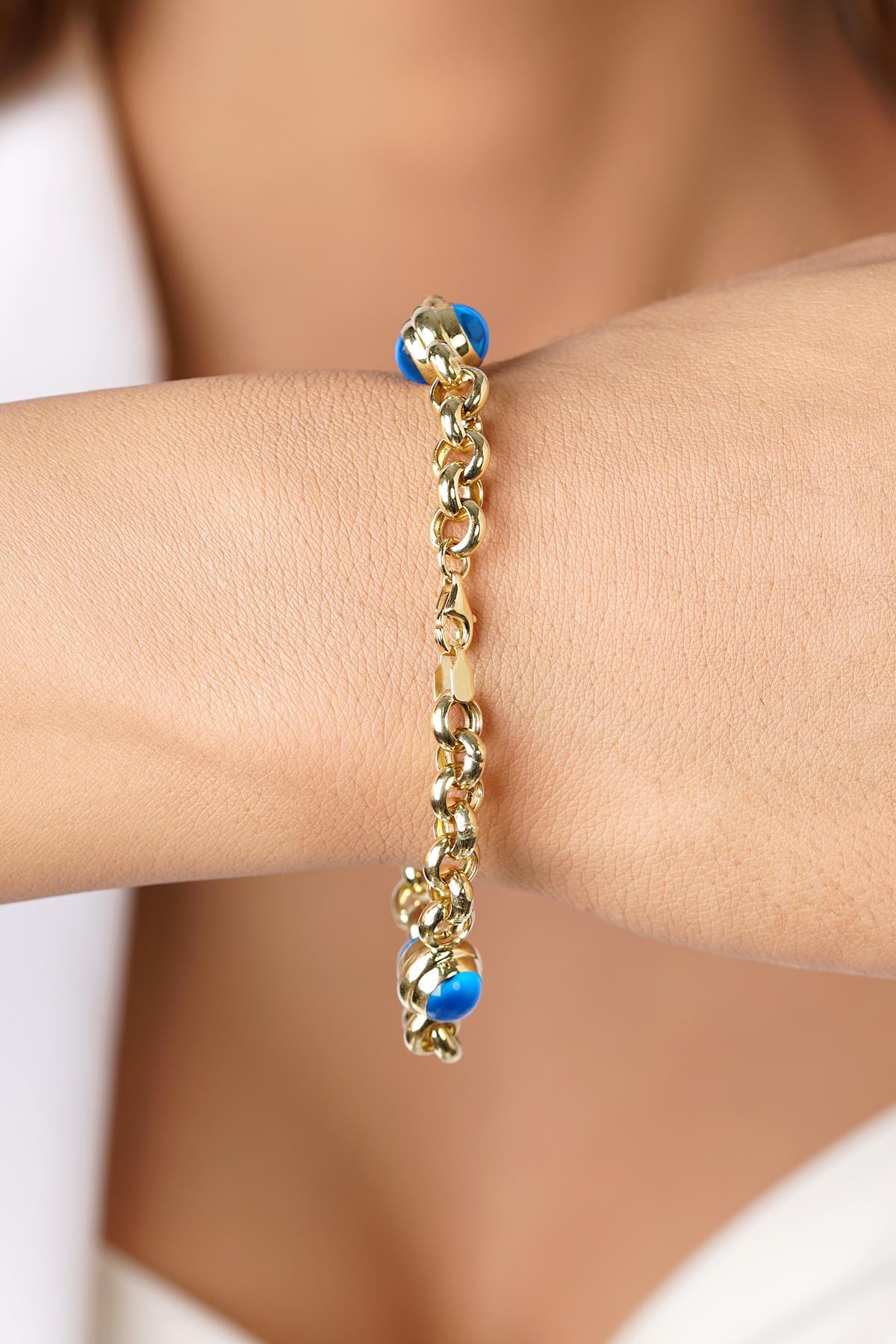 14 Ayar Altın 3 Gözlü Orta Boy Doç Bileklik - Fiyonk Kuyumculuk (1)