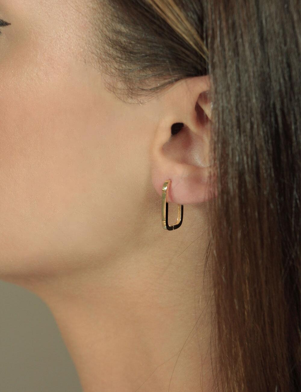 14 Ayar Altın Dikdörtgen Küpe Büyük Boy - Fiyonk Kuyumculuk (1)