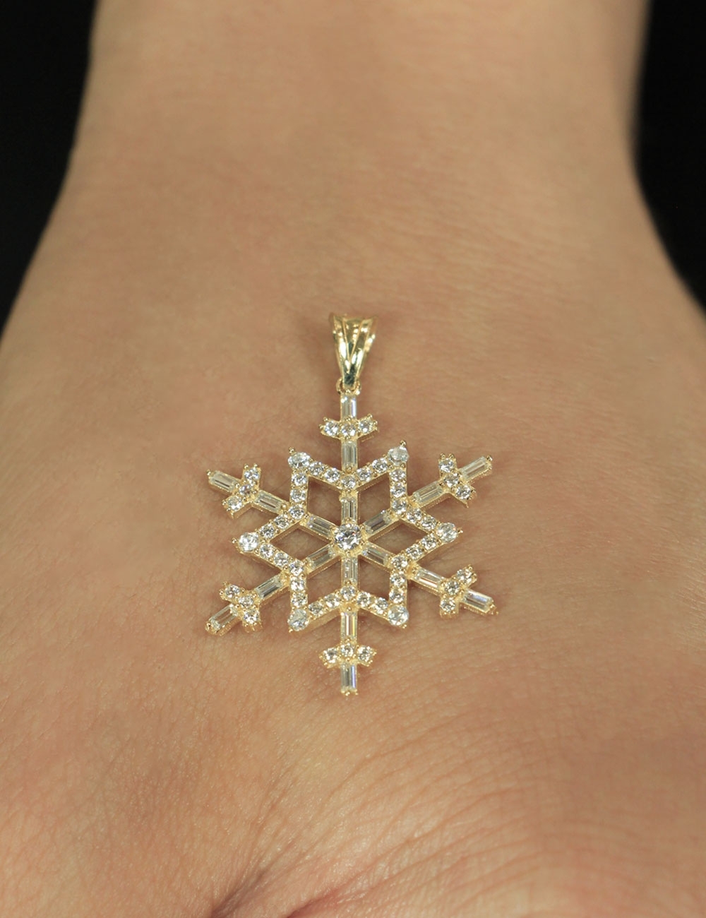 14 Ayar Altın Kar tanesi Özel Tasarım Kolye Ucu - Fiyonk Kuyumculuk (1)