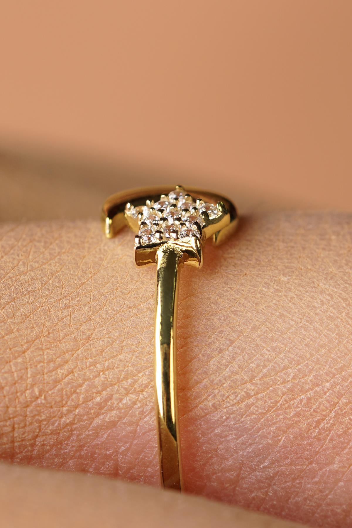 14 Ayar Altın Ay Yıldızlı Yüzük - Fiyonk Kuyumculuk (1)