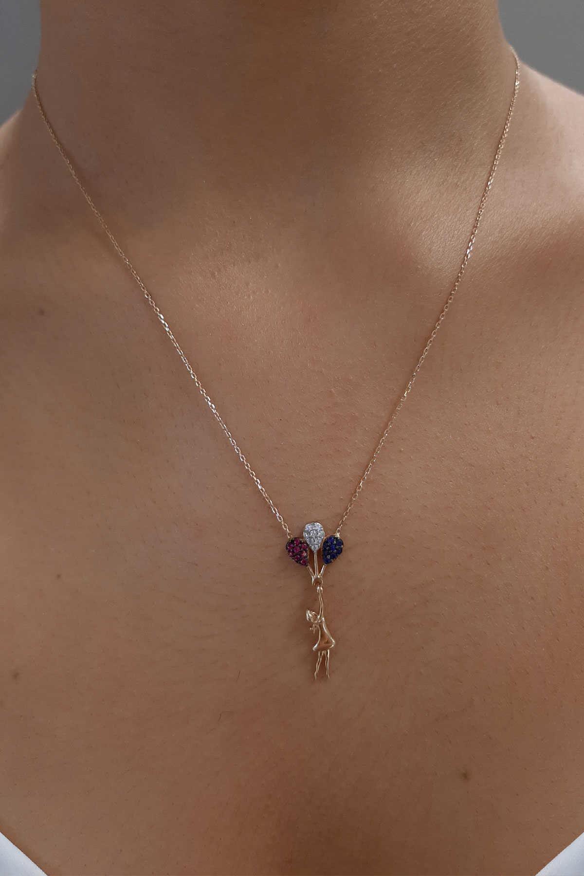 14 Ayar Altın Balonlu Kız Kolye - Fiyonk Kuyumculuk (1)