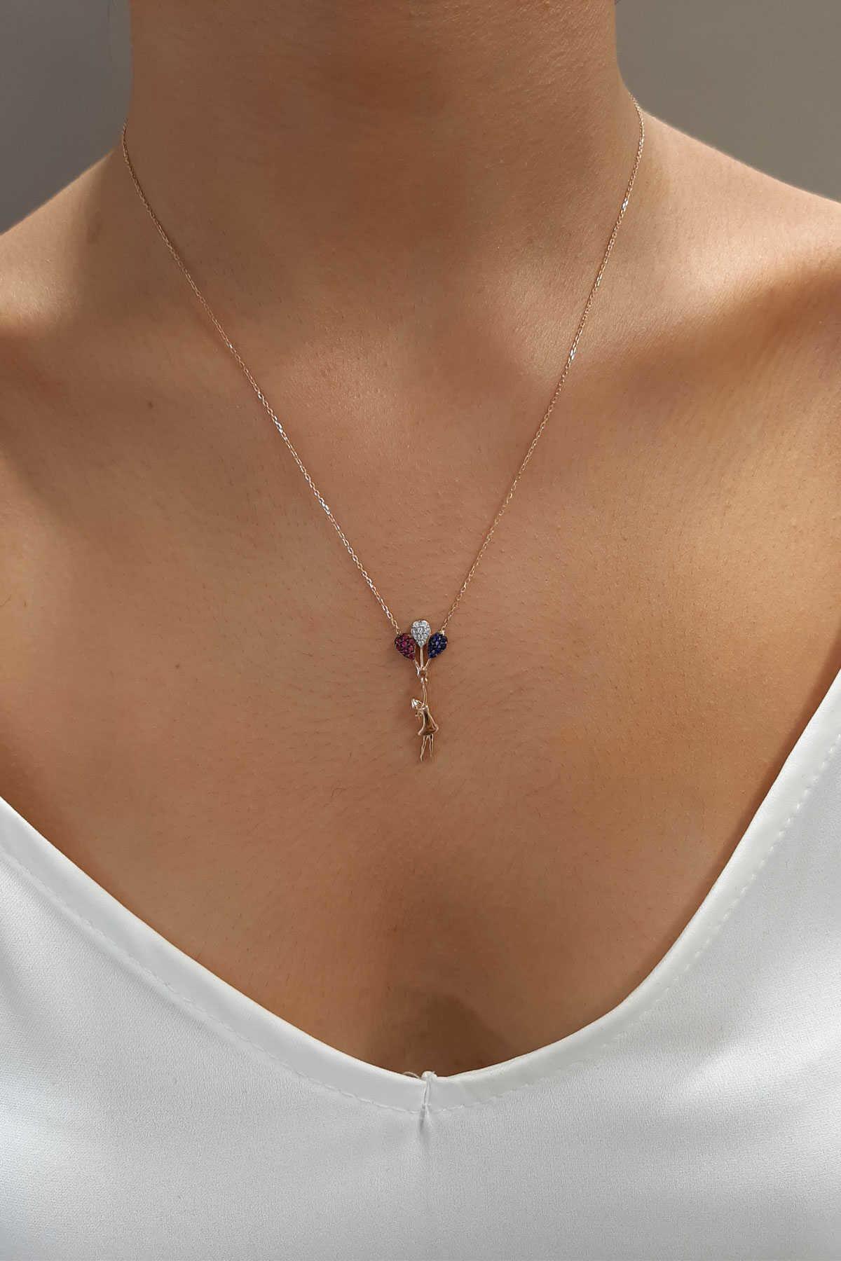 14 Ayar Altın Balonlu Kız Kolye - Fiyonk Kuyumculuk (1)