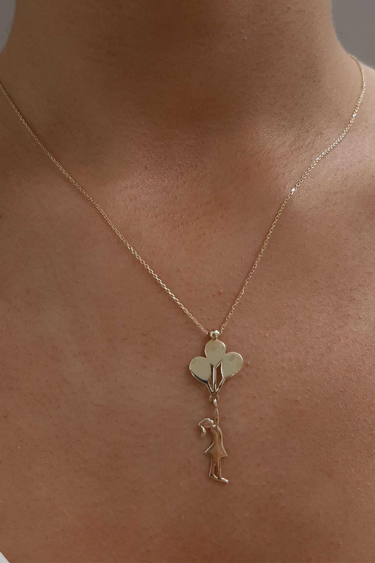 14 Ayar Altın Balonlu Kız Kolye - Fiyonk Kuyumculuk (1)