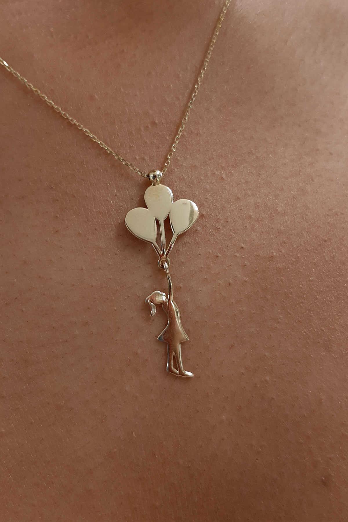 14 Ayar Altın Balonlu Kız Kolye - Fiyonk Kuyumculuk (1)