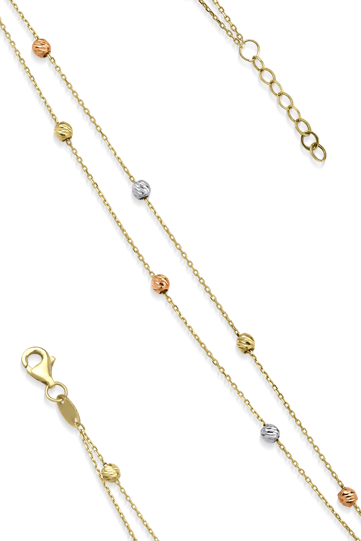 14 Ayar Altın Çift Sıra Asimetrik Dorika Toplu Bileklik - Fiyonk Kuyumculuk