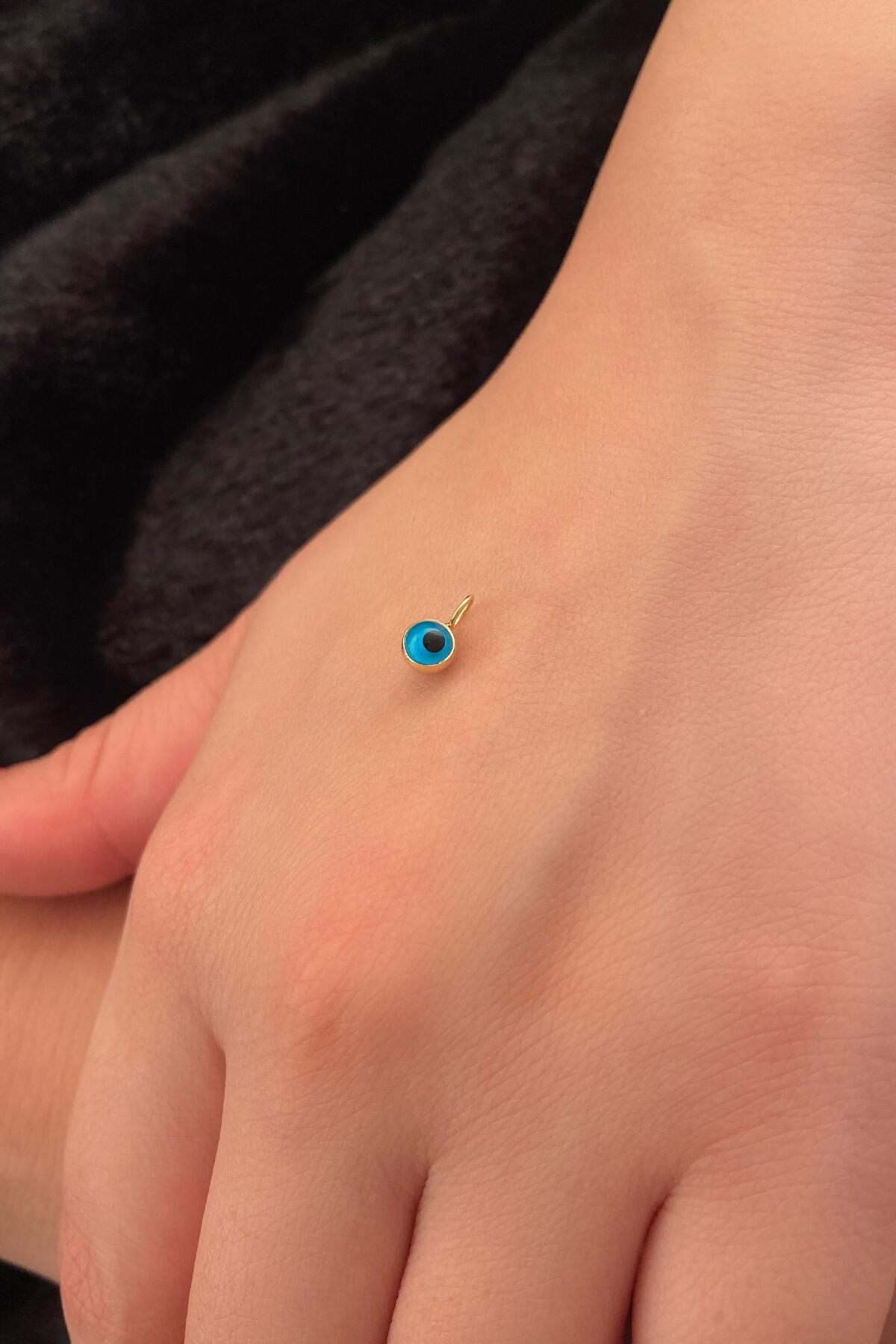 14 Ayar Altın Çift Taraflı Minik Göz Kolye Ucu - Fiyonk Kuyumculuk (1)