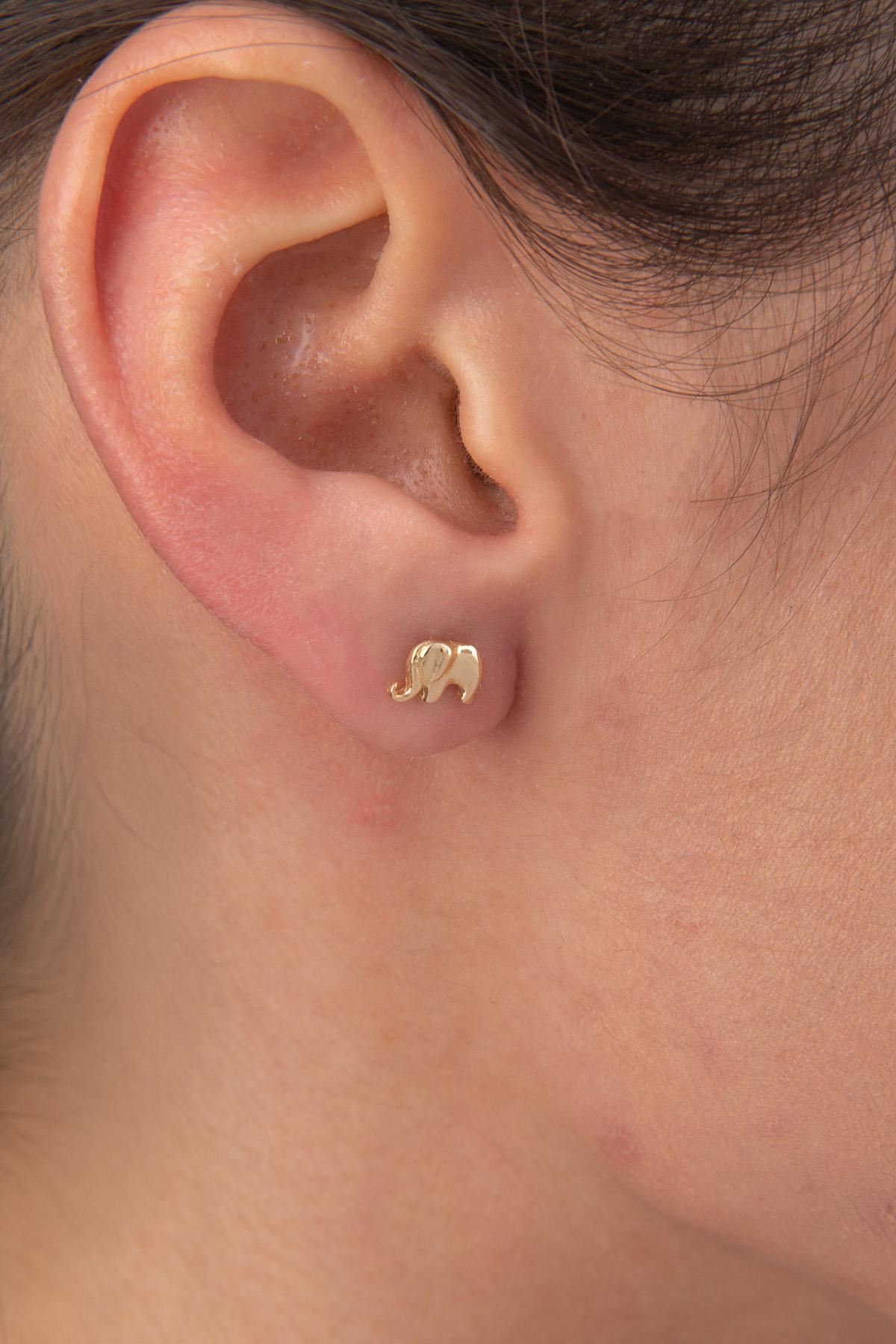 14 Ayar Altın Fil Pimli Küpe - Fiyonk Kuyumculuk (1)