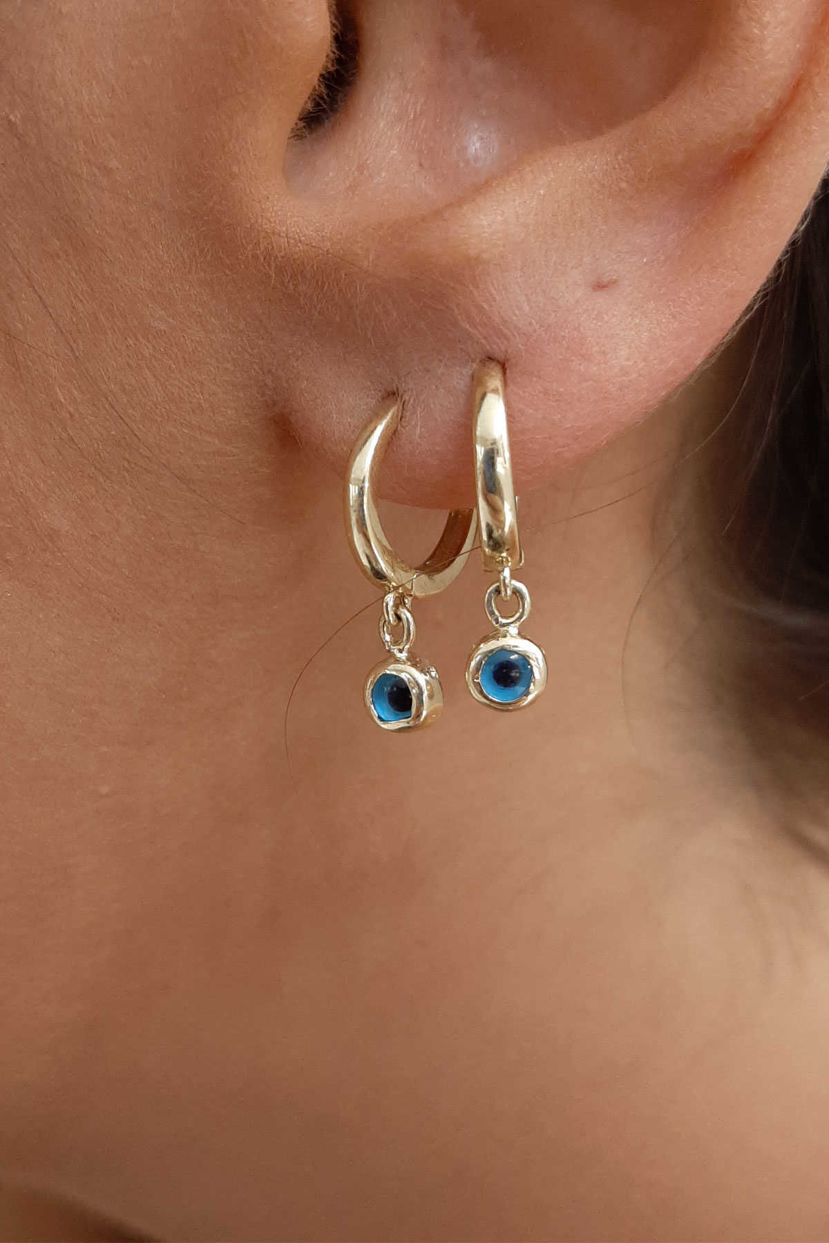 14 Ayar Altın Göz Sallantılı Küpe - Fiyonk Kuyumculuk (1)