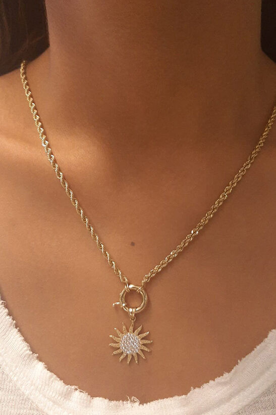 14 Ayar Altın Gülşah Saraçoğlu Güneş Detaylı Kolye - Fiyonk Kuyumculuk