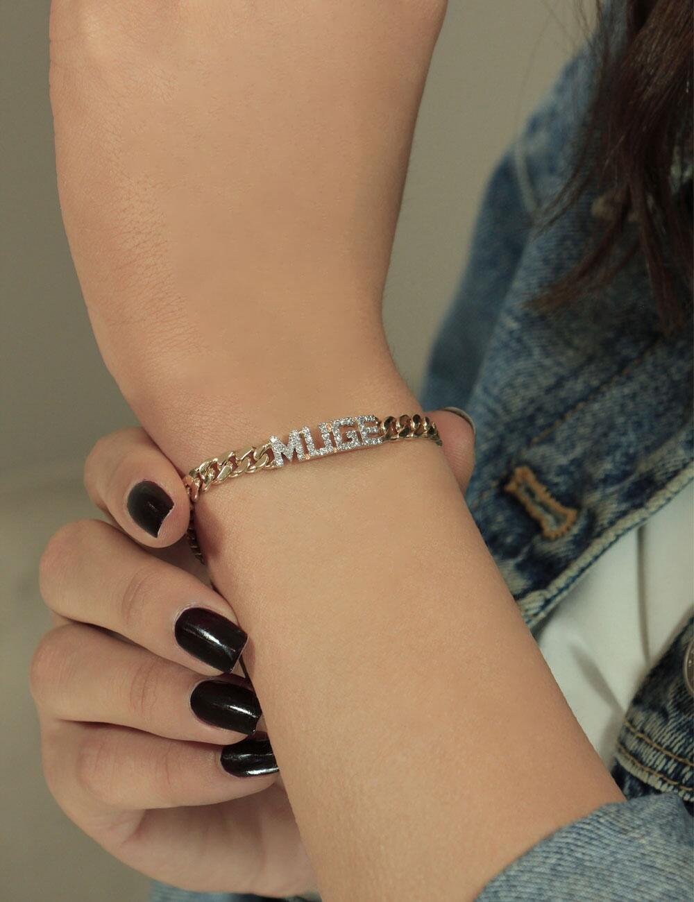 14 Ayar Altın Pırlanta Taşlı İsimli Künye - Fiyonk Kuyumculuk (1)