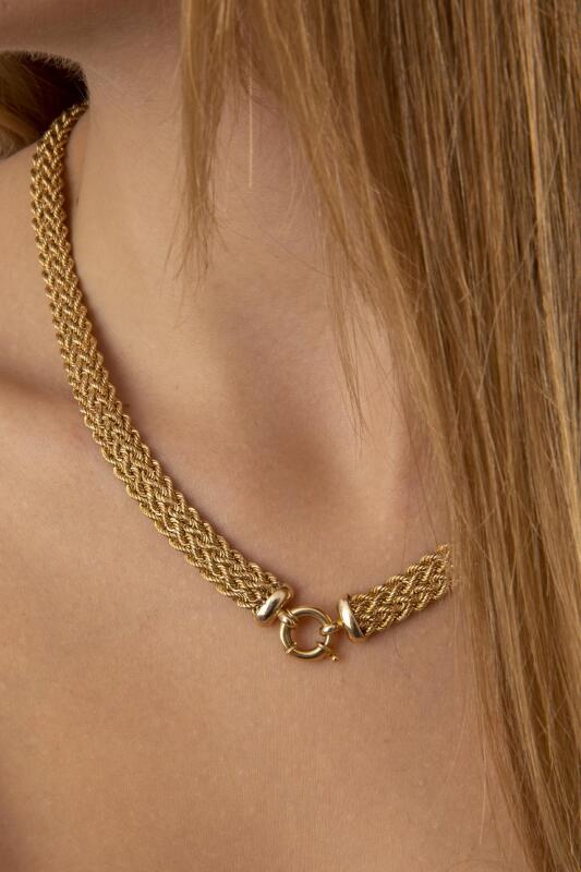 14 Ayar Altın Örgü Kolye 8.45 mm - Fiyonk Kuyumculuk