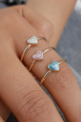 14 Ayar Altın Kalpli Renkli Yüzük - Fiyonk Kuyumculuk (1)