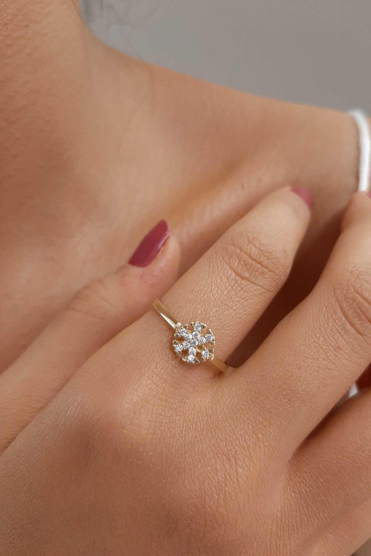 14 Ayar Altın Kar Tanesi Yüzük 1 - Fiyonk Kuyumculuk